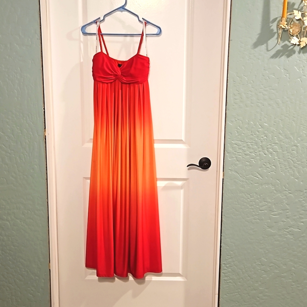 BISOU BISOU Orange & Pink Ombre Maxi Dress